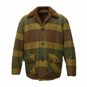 Vintage 60s Cal craft plaid button front pea coat